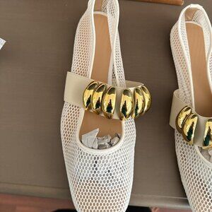 Women's White and Cream Ballet-shoes